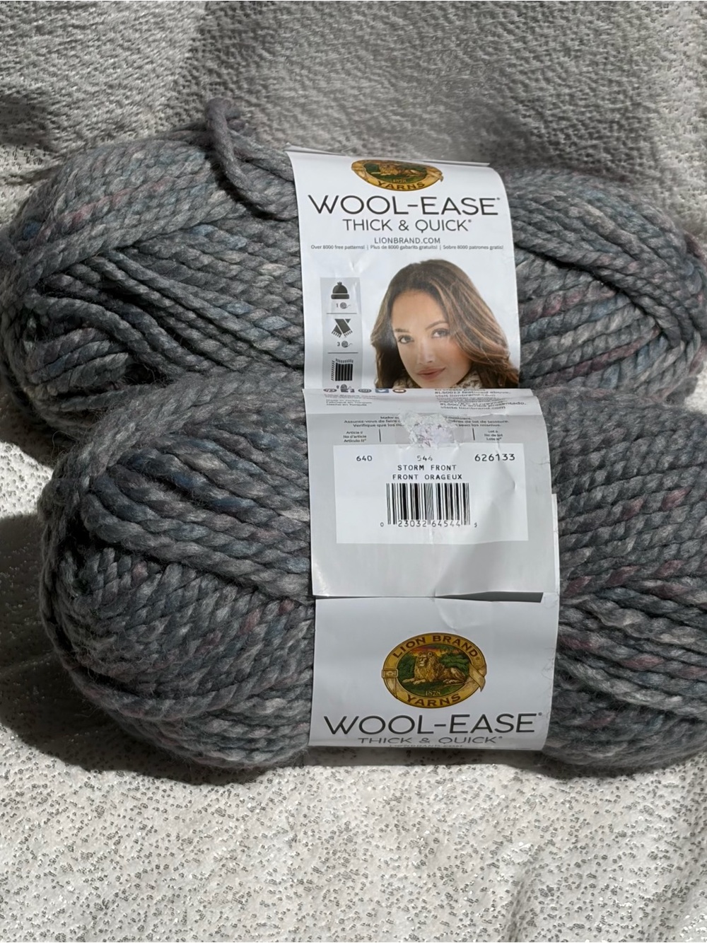 Lion Brand Wool-Ease Thick & Quick Yarn Storm Front #544 - 2 Skein Lot